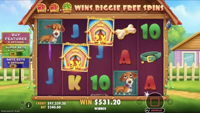 The Big Dog House – vinst i grundspelet
